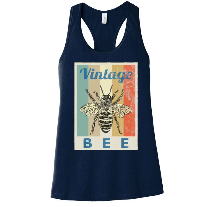 Vintage Style Bee Queen Honey Beekeeper Beekeeping Women's Racerback Tank