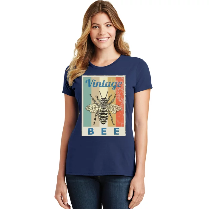 Vintage Style Bee Queen Honey Beekeeper Beekeeping Women's T-Shirt