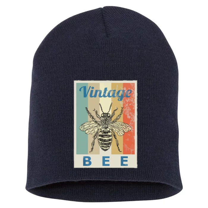 Vintage Style Bee Queen Honey Beekeeper Beekeeping Short Acrylic Beanie