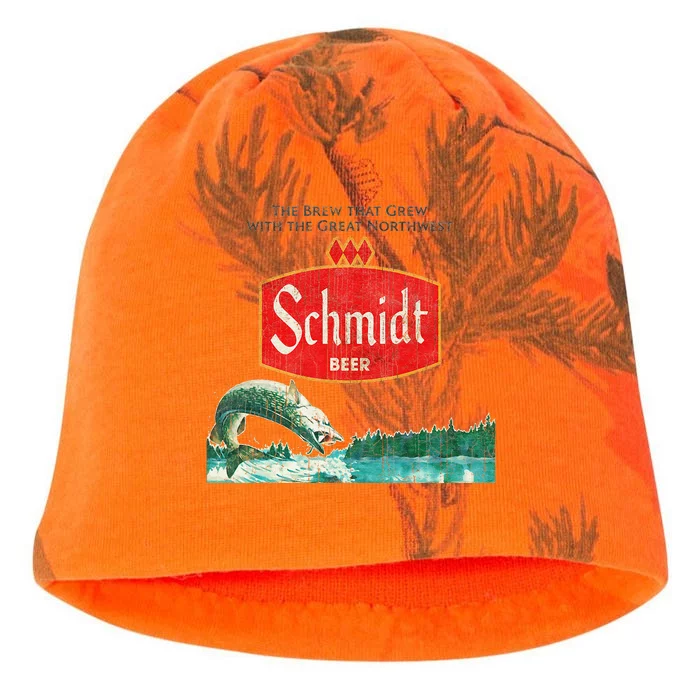 Vintage Schmidt Beer Retro Defunct Fishing Nature Scene Kati - Camo Knit Beanie