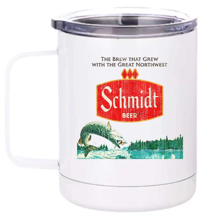 Vintage Schmidt Beer Retro Defunct Fishing Nature Scene Front & Back 12oz Stainless Steel Tumbler Cup