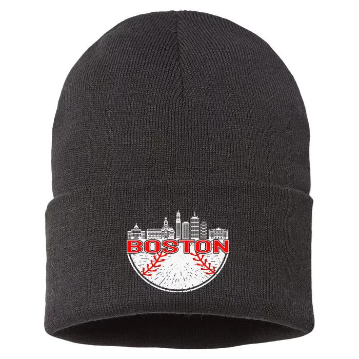 Vintage Style Boston Baseball Tee Sustainable Knit Beanie