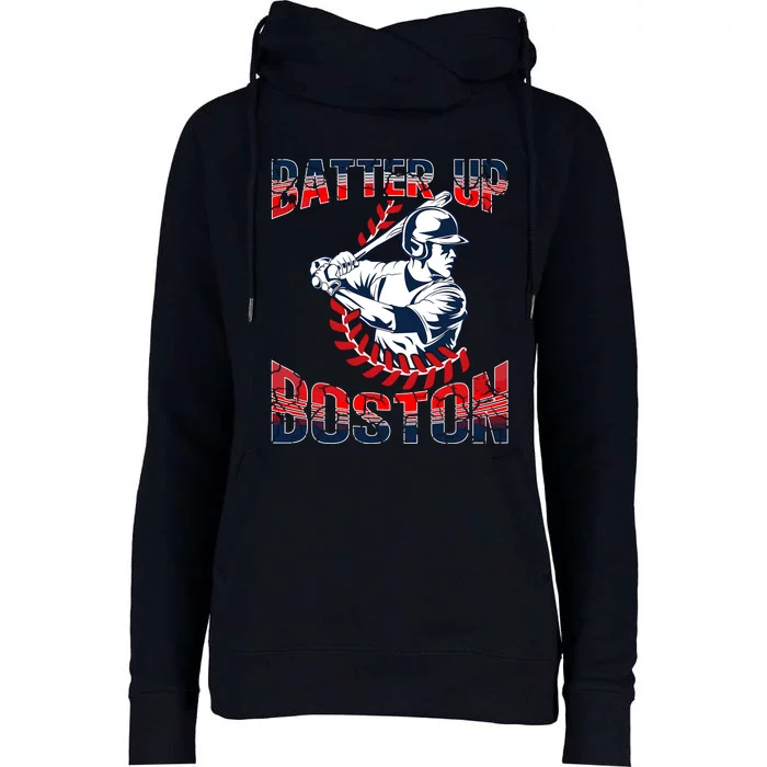 Vintage Style Batter Boston Baseball Womens Funnel Neck Pullover Hood