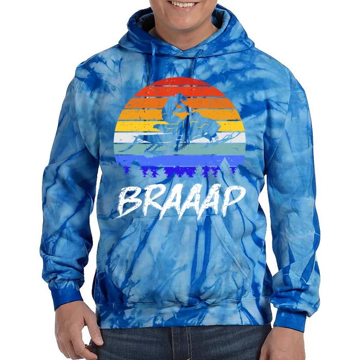 Vintage Snowmobile Braaap Motor Sled Braap Snowmobiling Cool Gift Tie Dye Hoodie