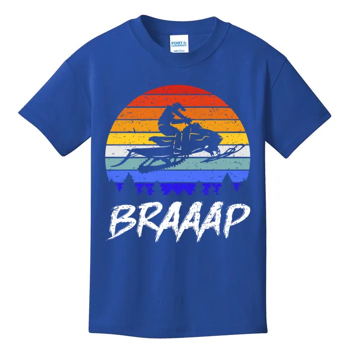 Vintage Snowmobile Braaap Motor Sled Braap Snowmobiling Cool Gift Kids T-Shirt