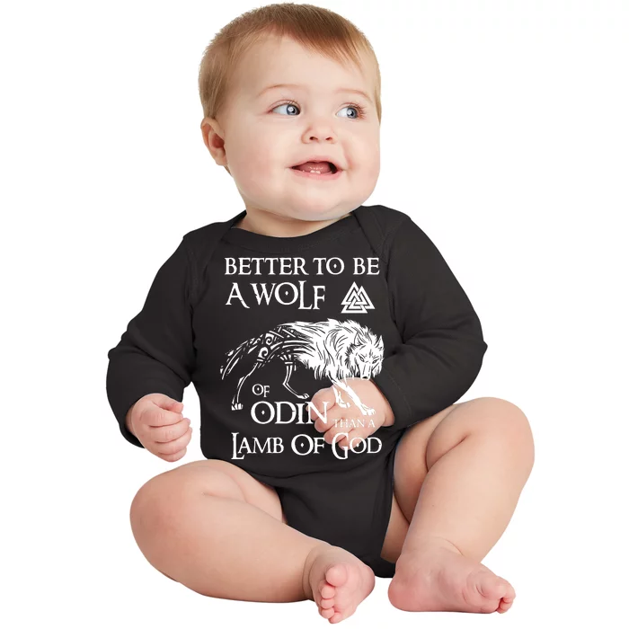 Viking Shirt, Better Be A Wolf Of Odin Norse Mythology Pullover Baby Long Sleeve Bodysuit