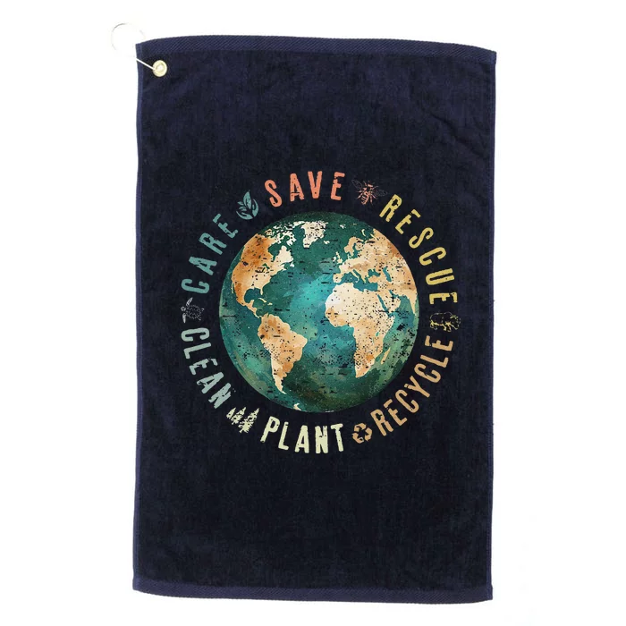 Vintage Save Bees Rescue Animals Recycle Plastic Earth Day Platinum Collection Golf Towel