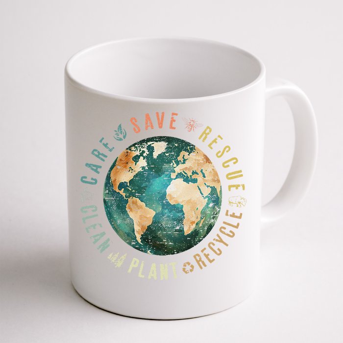 Vintage Save Bees Rescue Animals Recycle Plastic Earth Day Front & Back Coffee Mug