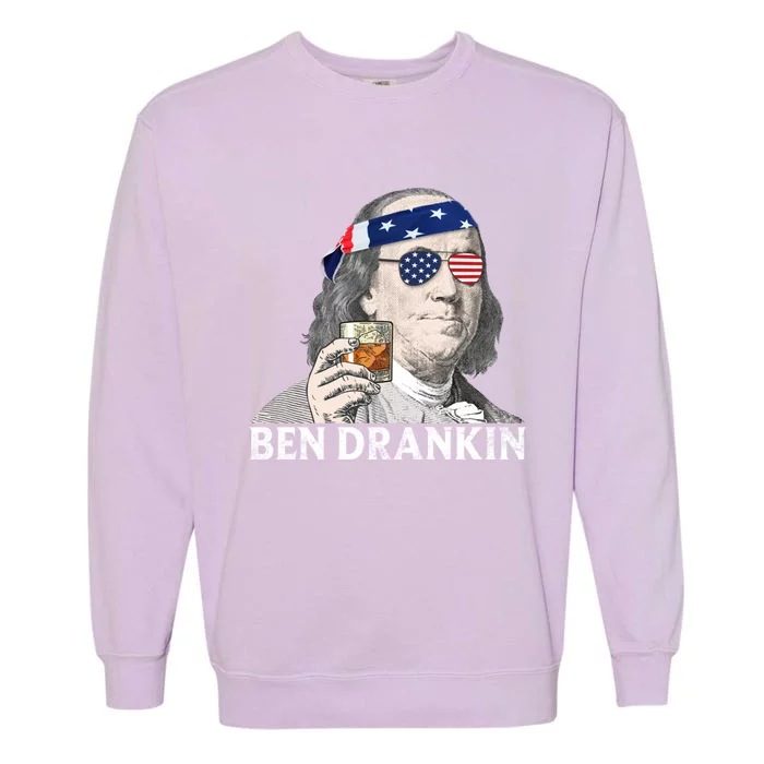 Vintage Style Ben Drankin Ben Franklin Funny 4th Of July Gift Garment-Dyed Sweatshirt