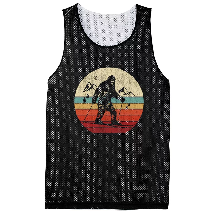 Vintage Skiing Bigfoot Funny Cute Sasquatch Ski Winter Gift Mesh Reversible Basketball Jersey Tank