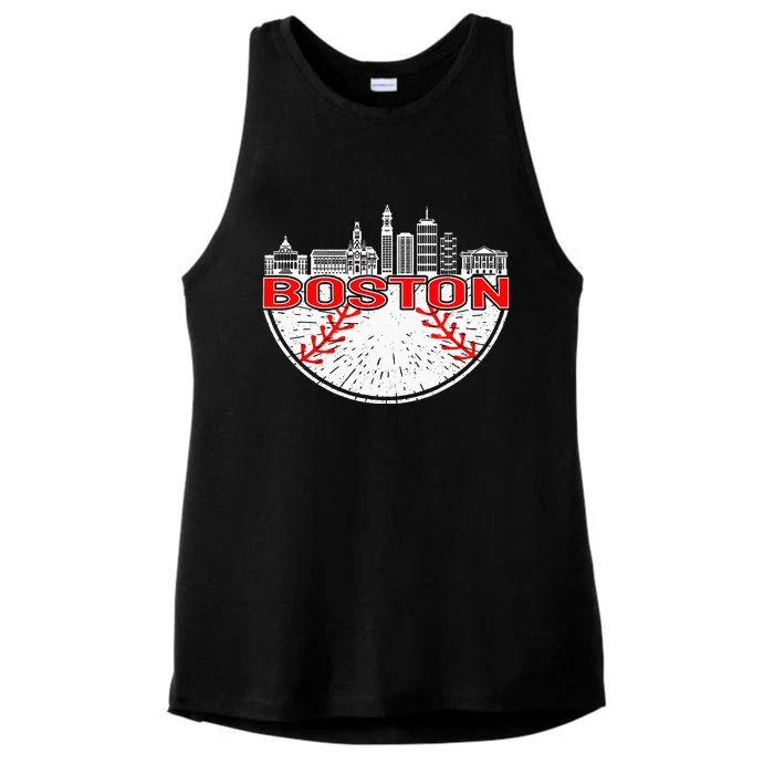 Vintage Style Boston Baseball Ladies Tri-Blend Wicking Tank