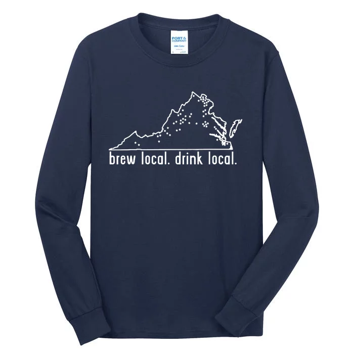 Virginia State Brewery Map Craft Beer Graphic Tall Long Sleeve T-Shirt