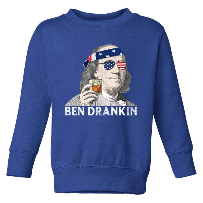 Vintage Style Ben Drankin Ben Franklin Funny 4th Of July Gift Toddler Sweatshirt