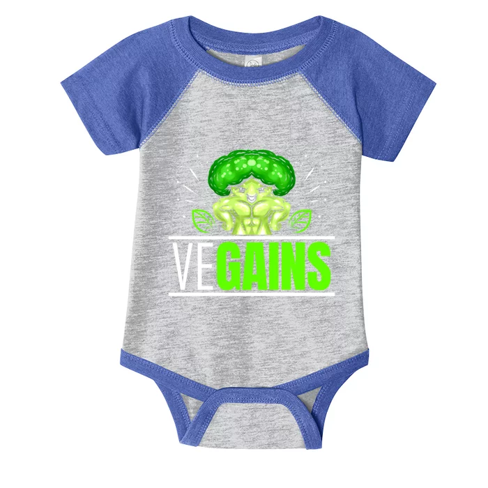 Vegains Strong Broccoli Gift Bodybuilding Vegetarian And Vegan Gift Infant Baby Jersey Bodysuit