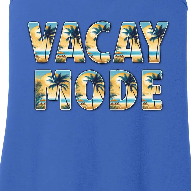 Vacation Summer Beach Scenery And Palm Trees Vacay Mode Ocean Great Gift Ladies Essential Tank