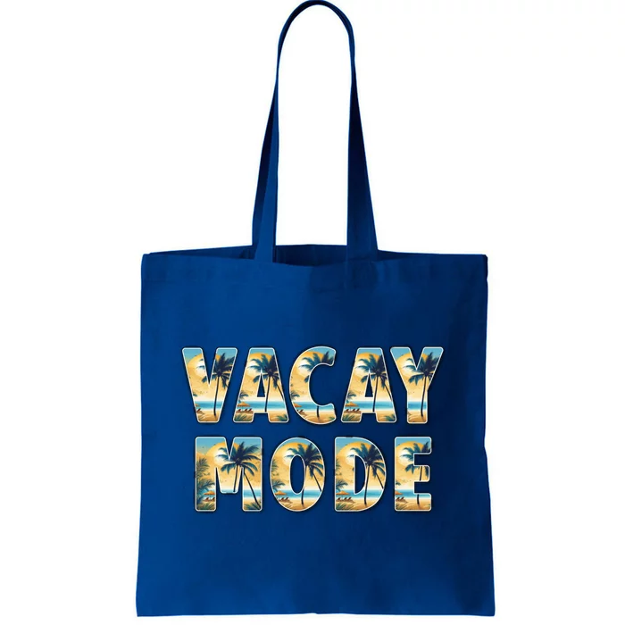 Vacation Summer Beach Scenery And Palm Trees Vacay Mode Ocean Great Gift Tote Bag