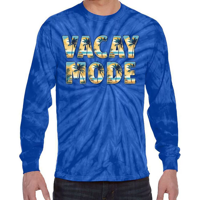 Vacation Summer Beach Scenery And Palm Trees Vacay Mode Ocean Great Gift Tie-Dye Long Sleeve Shirt