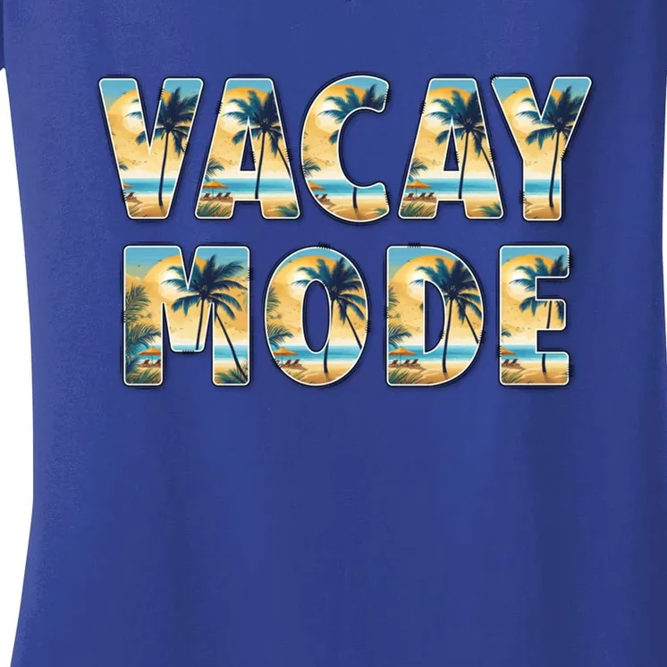 Vacation Summer Beach Scenery And Palm Trees Vacay Mode Ocean Great Gift Women's V-Neck T-Shirt