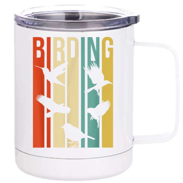 Vintage Style Birding Cute Gift For Birders With Birds Front & Back 12oz Stainless Steel Tumbler Cup