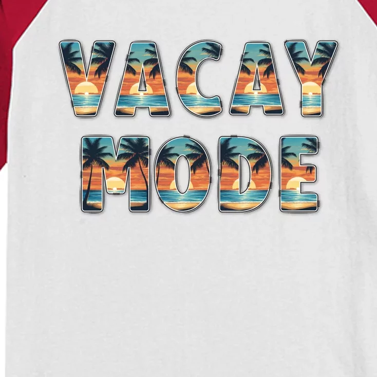 Vacation Summer Beach Scenery And Palm Trees Vacay Mode Ocean Gift Kids Colorblock Raglan Jersey