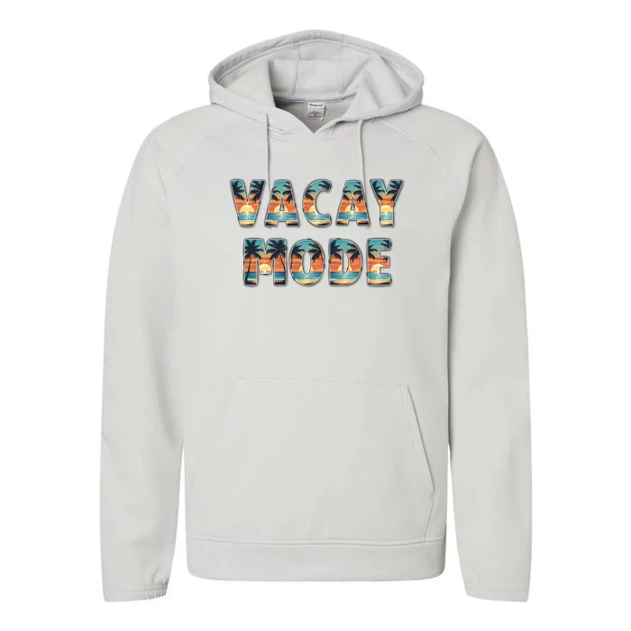 Vacation Summer Beach Scenery And Palm Trees Vacay Mode Ocean Gift Performance Fleece Hoodie