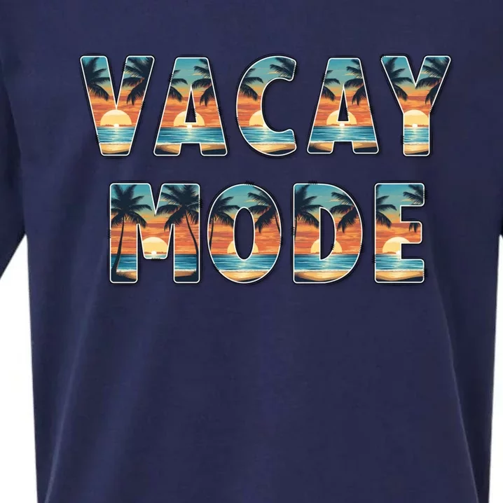 Vacation Summer Beach Scenery And Palm Trees Vacay Mode Ocean Gift Sueded Cloud Jersey T-Shirt