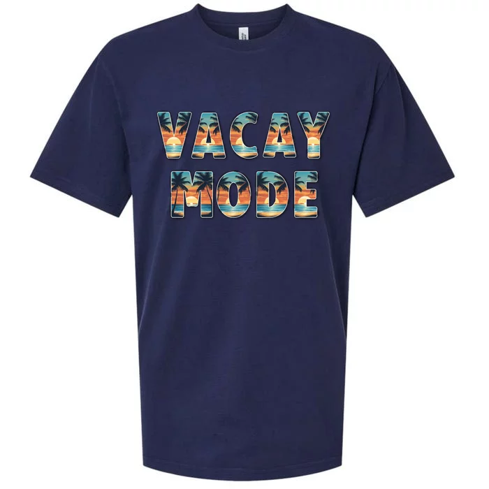 Vacation Summer Beach Scenery And Palm Trees Vacay Mode Ocean Gift Sueded Cloud Jersey T-Shirt