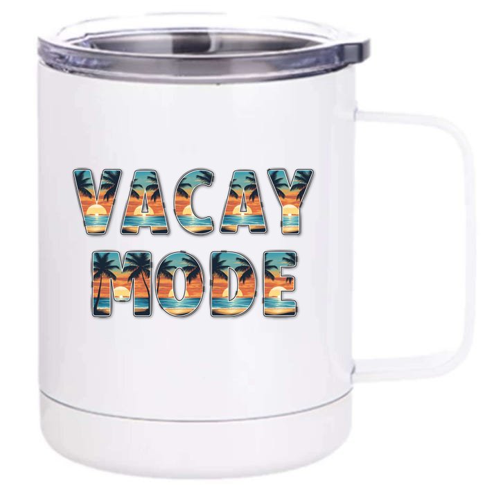 Vacation Summer Beach Scenery And Palm Trees Vacay Mode Ocean Gift Front & Back 12oz Stainless Steel Tumbler Cup