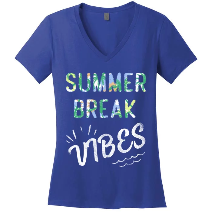 Vacay Summer Brake Vibes Vacation Tee Beach Palms Cruise Tee Great Gift Women's V-Neck T-Shirt