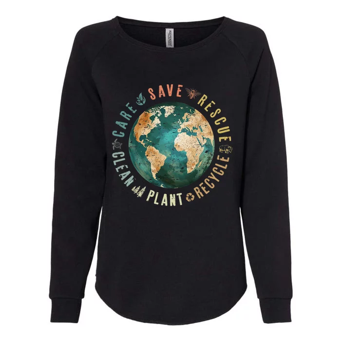 Vintage Save Bees Rescue Animals Recycle Plastic Earth Day Womens California Wash Sweatshirt