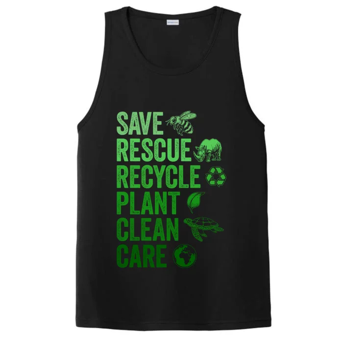 Vintage Save Bees Rescue Animals Recycle Plastict Earth Day Cute Gift Performance Tank