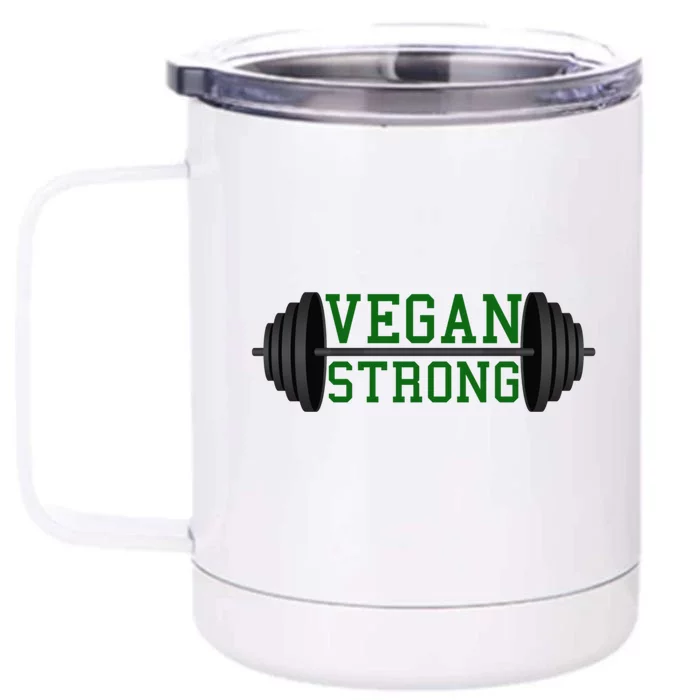 Vegan Strong Barbell Graphic Gift Front & Back 12oz Stainless Steel Tumbler Cup