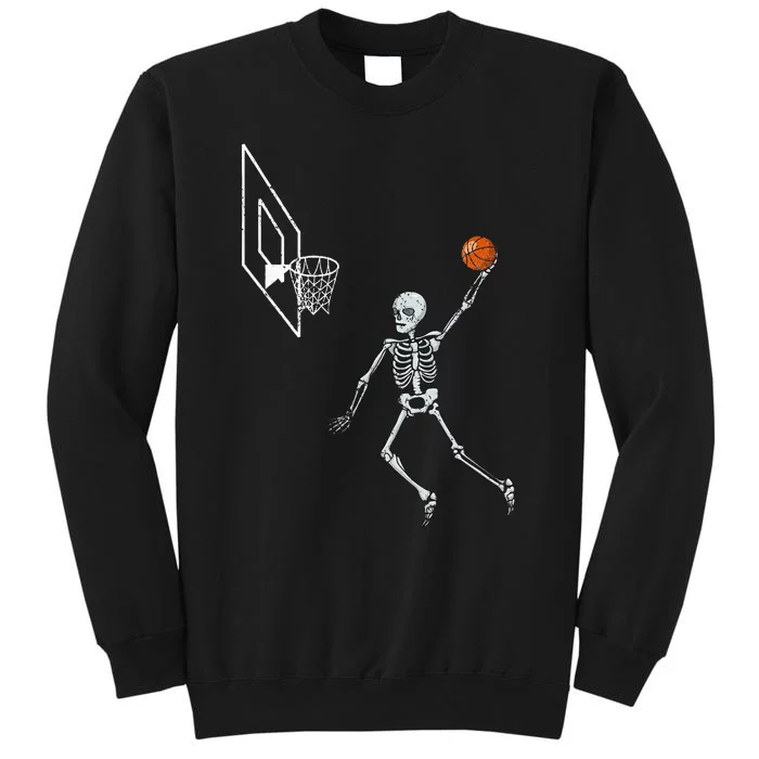 Vintage Skeleton Basketball Player Dunking Hoop Tall Sweatshirt