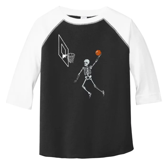 Vintage Skeleton Basketball Player Dunking Hoop Toddler Fine Jersey T-Shirt