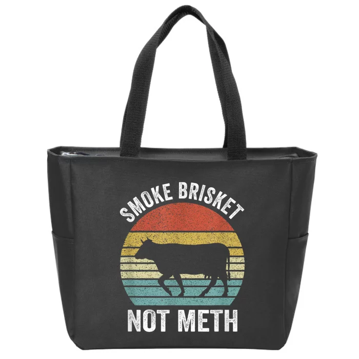 Vintage Smoke Brisket Not Meth Funny BBQ Grilling Master Zip Tote Bag