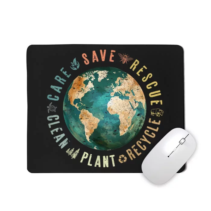 Vintage Save Bees Rescue Animals Recycle Plastic Earth Day Mousepad