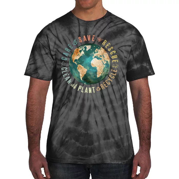 Vintage Save Bees Rescue Animals Recycle Plastic Earth Day Tie-Dye T-Shirt