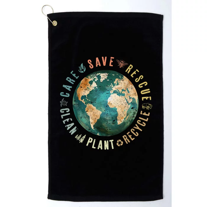 Vintage Save Bees Rescue Animals Recycle Plastic Earth Day Platinum Collection Golf Towel