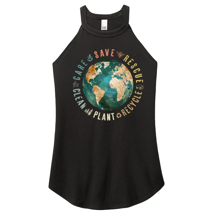 Vintage Save Bees Rescue Animals Recycle Plastic Earth Day Women’s Perfect Tri Rocker Tank