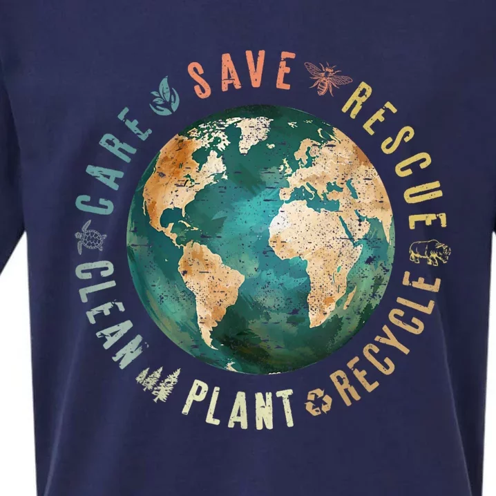 Vintage Save Bees Rescue Animals Recycle Plastic Earth Day Sueded Cloud Jersey T-Shirt