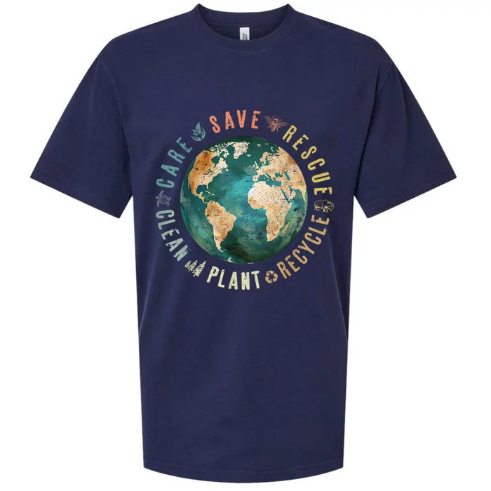 Vintage Save Bees Rescue Animals Recycle Plastic Earth Day Sueded Cloud Jersey T-Shirt