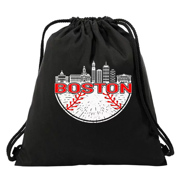 Vintage Style Boston Baseball Tee For Women And Men Drawstring Bag