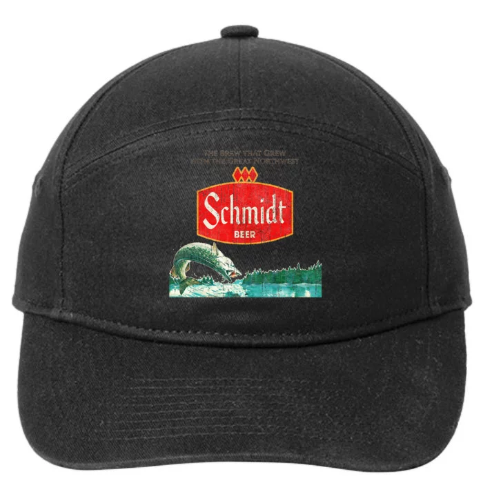 Vintage Schmidt Beer Retro Defunct Fishing Nature Scene 7-Panel Snapback Hat