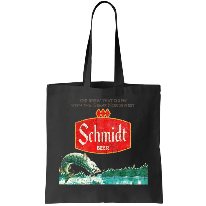 Vintage Schmidt Beer Retro Defunct Fishing Nature Scene Tote Bag