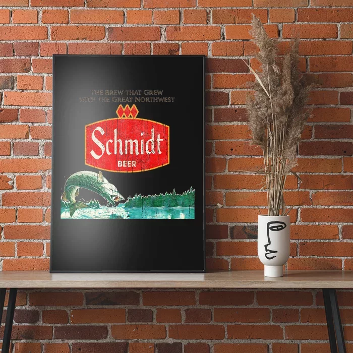 Vintage Schmidt Beer Retro Defunct Fishing Nature Scene Poster