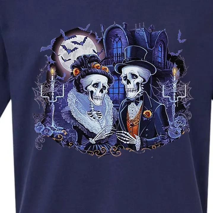 Victorian Skeleton Couple Gothic Halloween Graphic Sueded Cloud Jersey T-Shirt