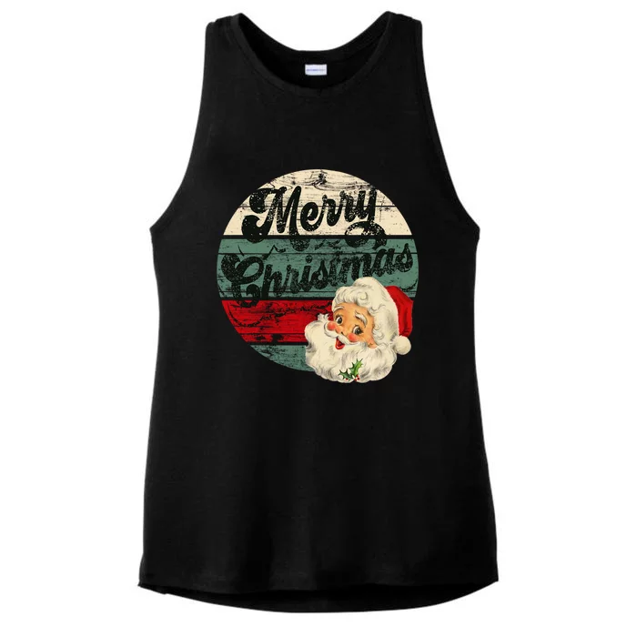 Vintage Santa Claus Merry Christmas Face Old Fashioned Funny Gift Ladies Tri-Blend Wicking Tank