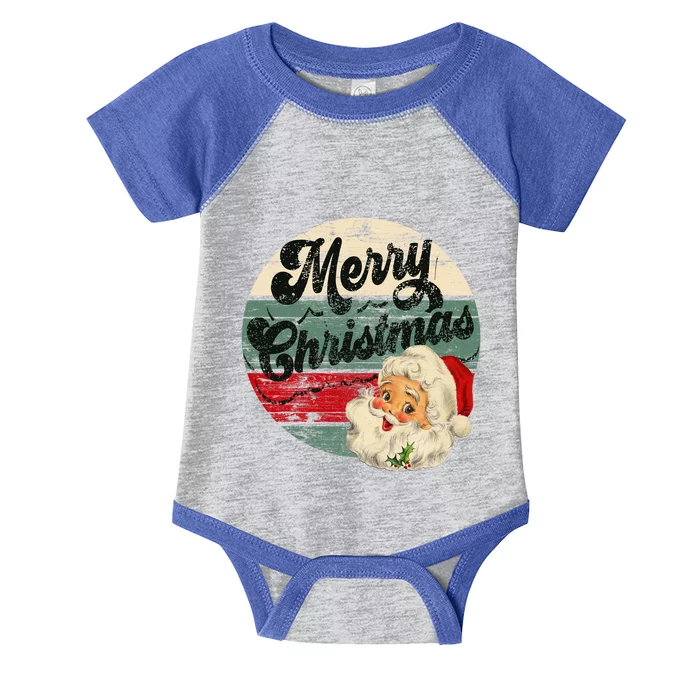 Vintage Santa Claus Merry Christmas Face Old Fashioned Funny Gift Infant Baby Jersey Bodysuit