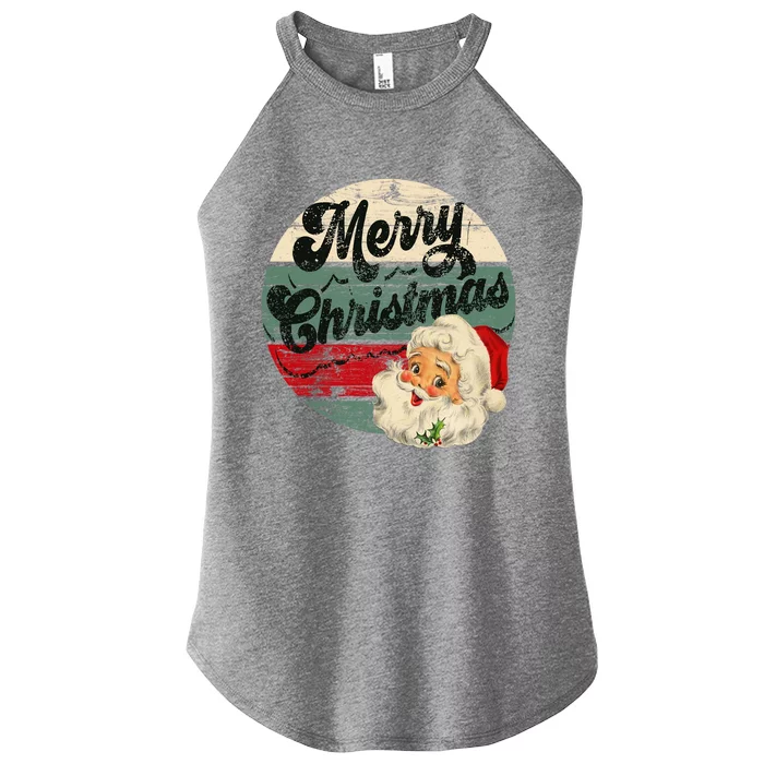 Vintage Santa Claus Merry Christmas Face Old Fashioned Funny Gift Women’s Perfect Tri Rocker Tank