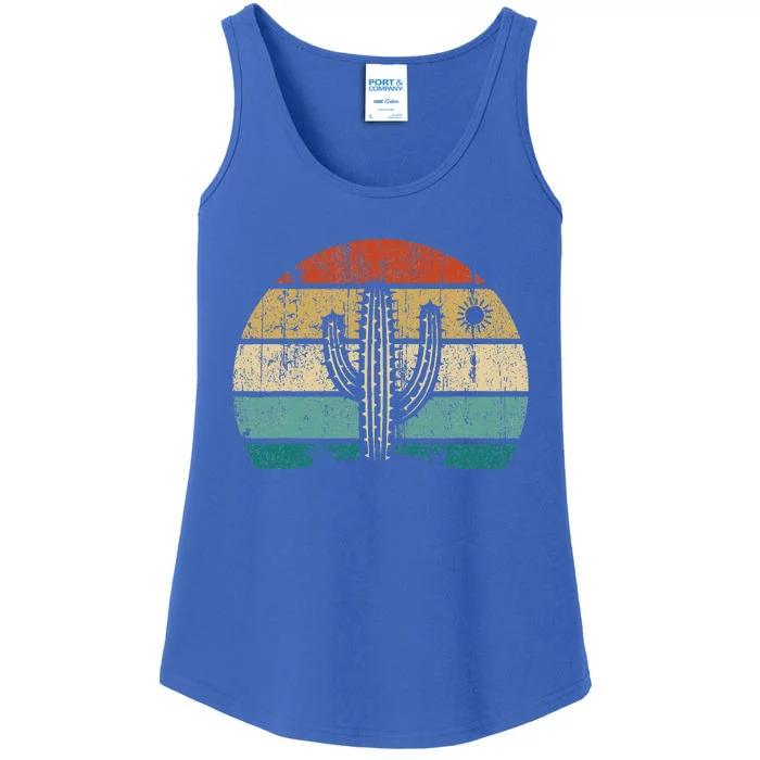 Vintage Saguaro Cactus Cactus Sunset Opuntia Ladies Essential Tank